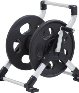 Liberty Garden 306 Explorer Floor or Wall Mount Hose Reel, Aluminum, Holds 150-feet of 5/8-Inch hose, Silver/Black